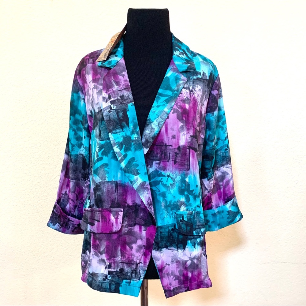 Blazer Painting Print Blue Purple Medium